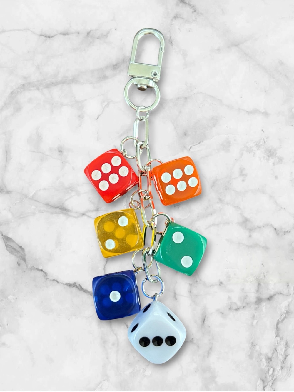 Colorful Dice Bag Charm - Multicolor Dice Cluster